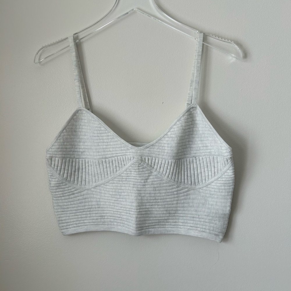 Gray Ribbed Crop Top